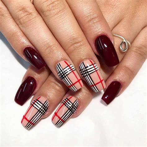 burberry runway nails|Burberry nails holiday plaid.